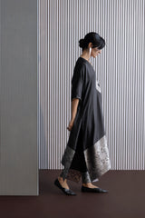 Black Grey Zari Woven Silk Blend Traditional Ethnic Kurta Set With Pant