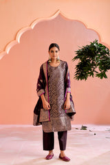 Purple Satin Silk Woven Readymade Salwar Suit Set