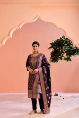 Purple Satin Silk Woven Readymade Salwar Suit Set