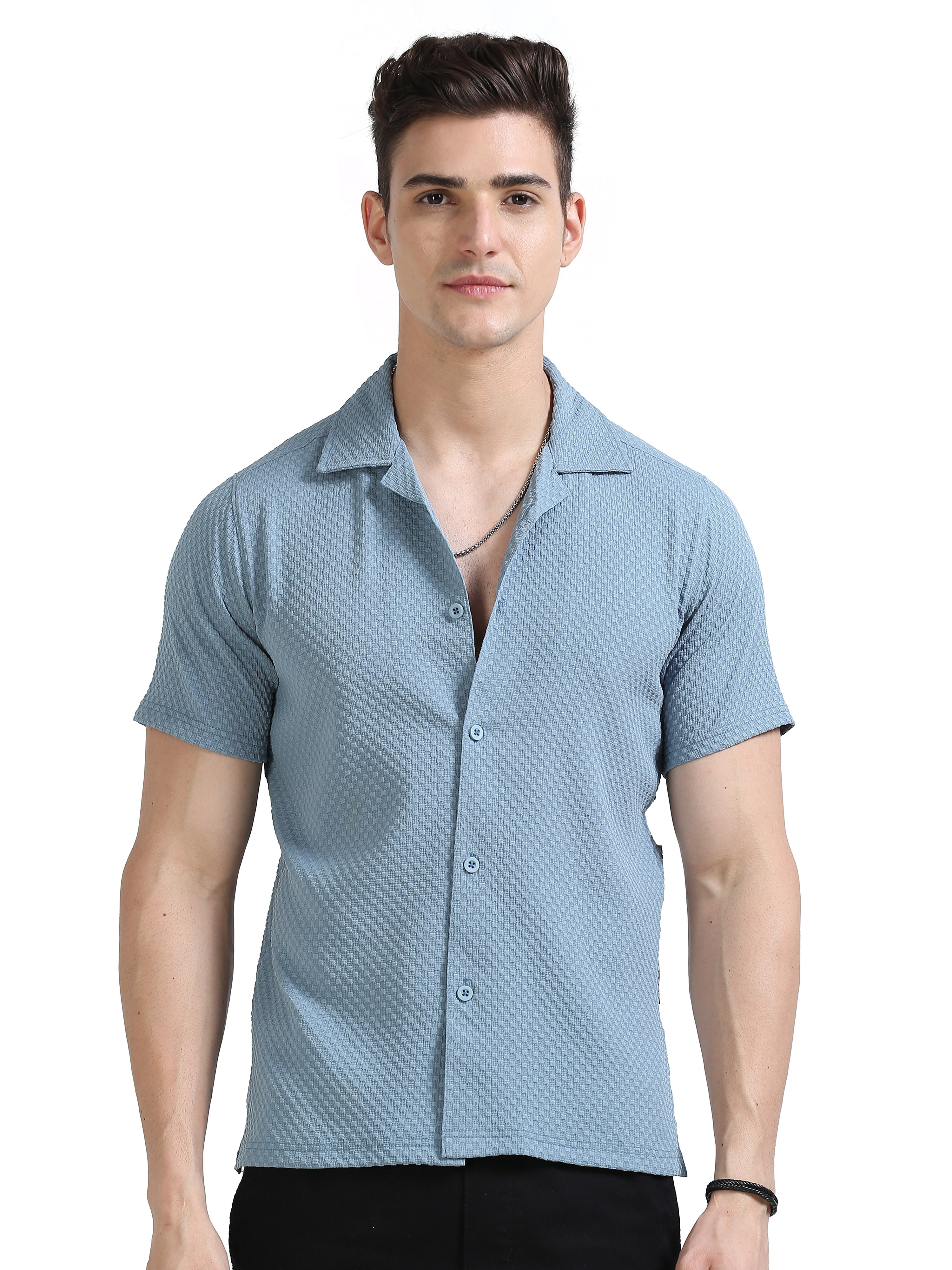 Blue Popcorn Half Sleeves Regular Shirt