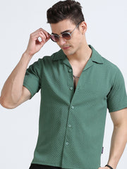 Green Popcorn Half Sleeves Regular Shirt