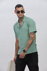 Light-Green Popcorn Half Sleeves Regular Shirt