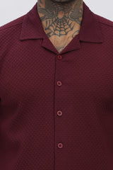 Maroon Popcorn Half Sleeves Regular Shirt