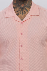 Peach Popcorn Half Sleeves Regular Shirt