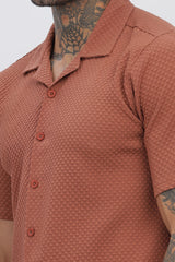 Rust Popcorn Half Sleeves Regular Shirt