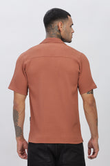 Rust Popcorn Half Sleeves Regular Shirt