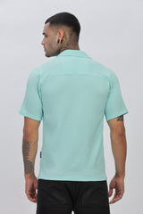 Sea-Green Popcorn Half Sleeves Regular Shirt