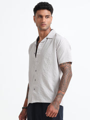 Grey Cotton Blend  Half Sleeves Regular Shirt