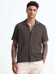 Olive-Green Cotton Blend  Half Sleeves Regular Shirt