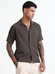 Olive-Green Cotton Blend  Half Sleeves Regular Shirt