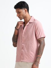 Pink Cotton Blend  Half Sleeves Regular Shirt