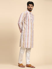 Men's Multi Viscose Cotton Digital Print Kurta Pajama Set