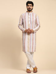 Men's Multi Viscose Cotton Digital Print Kurta Pajama Set