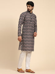 Men's Multi Viscose Cotton Digital Print Kurta Pajama Set