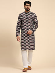 Men's Multi Viscose Cotton Digital Print Kurta Pajama Set