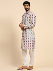 Men's Multi Viscose Cotton Digital Print Kurta Pajama Set