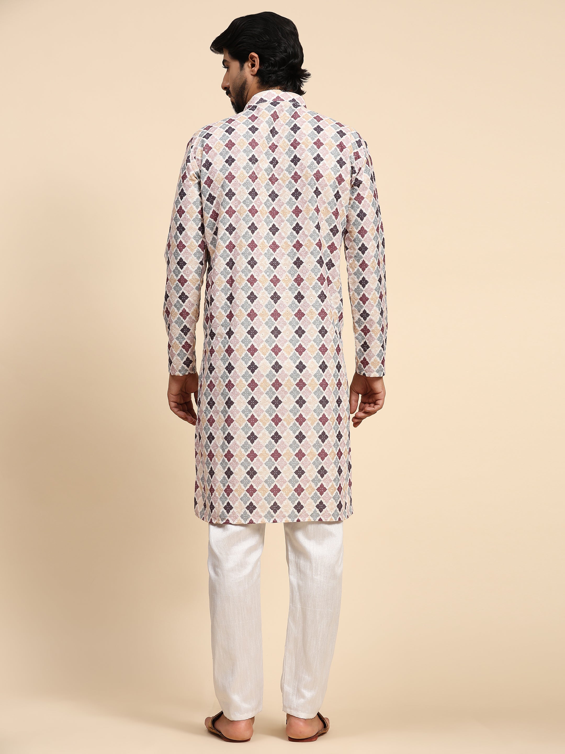 Men's Multi Viscose Cotton Digital Print Kurta Pajama Set