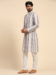 Men's Multi Viscose Cotton Digital Print Kurta Pajama Set