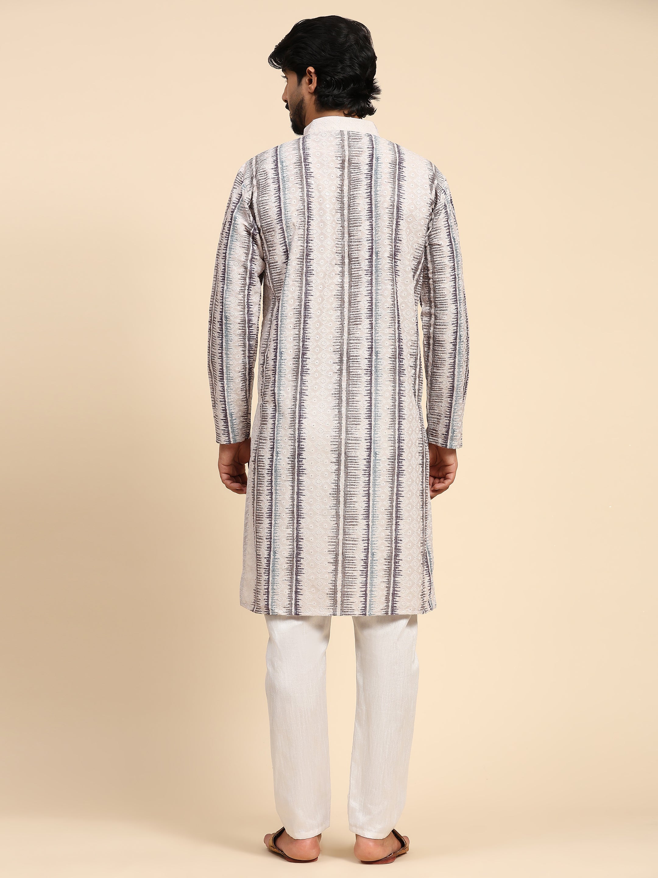 Men's Multi Viscose Cotton Digital Print Kurta Pajama Set