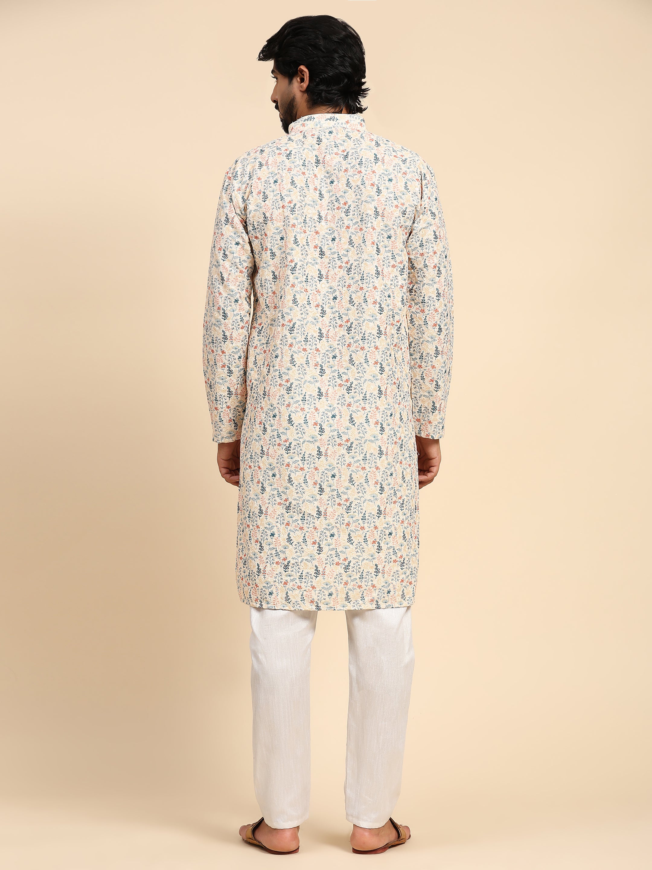 Men's Multi Viscose Cotton Digital Print Kurta Pajama Set