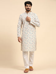 Men's Multi Viscose Cotton Digital Print Kurta Pajama Set