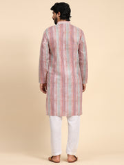 Men's Multi Viscose Cotton Digital Print Kurta Pajama Set