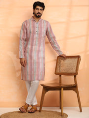 Men's Multi Viscose Cotton Digital Print Kurta Pajama Set