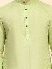 Men's Light Green Cotton Woven Kurta Pajama Set