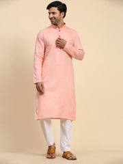 Ensemble pyjama Kurta en coton tissé rose bébé pour homme 