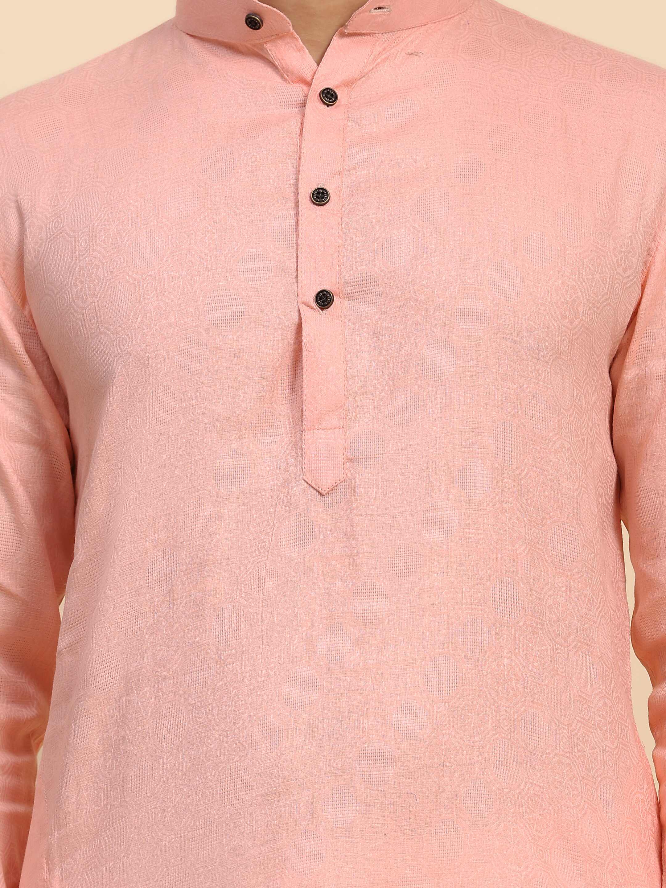 Ensemble pyjama Kurta en coton tissé rose bébé pour homme 