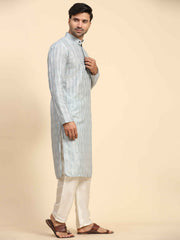 Men's Grey Rado Cotton  Digital Print Kurta Pajama Set