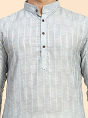 Men's Grey Rado Cotton  Digital Print Kurta Pajama Set