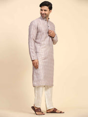 Men's Dusty Pink Rado Cotton Digital Print Kurta Pajama Set