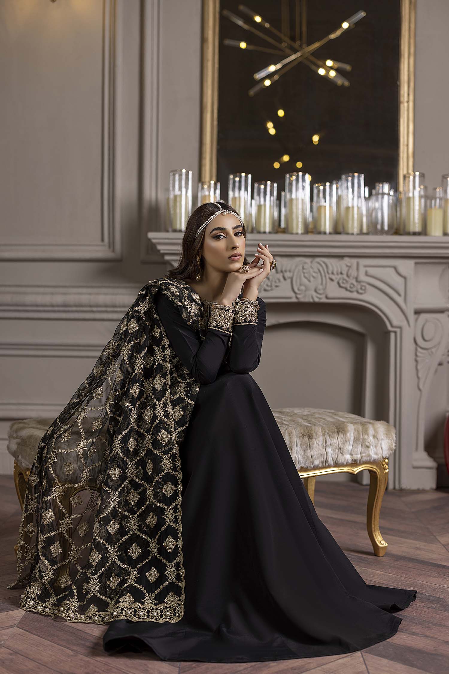 Black Raw Silk Handwork Salwar Suit With Net Dupatta