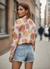 White Satin Printed Bohemian Womens Shirt