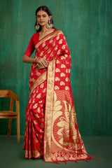 Red Banarasi Art Silk Woven Ready to Wear Saree