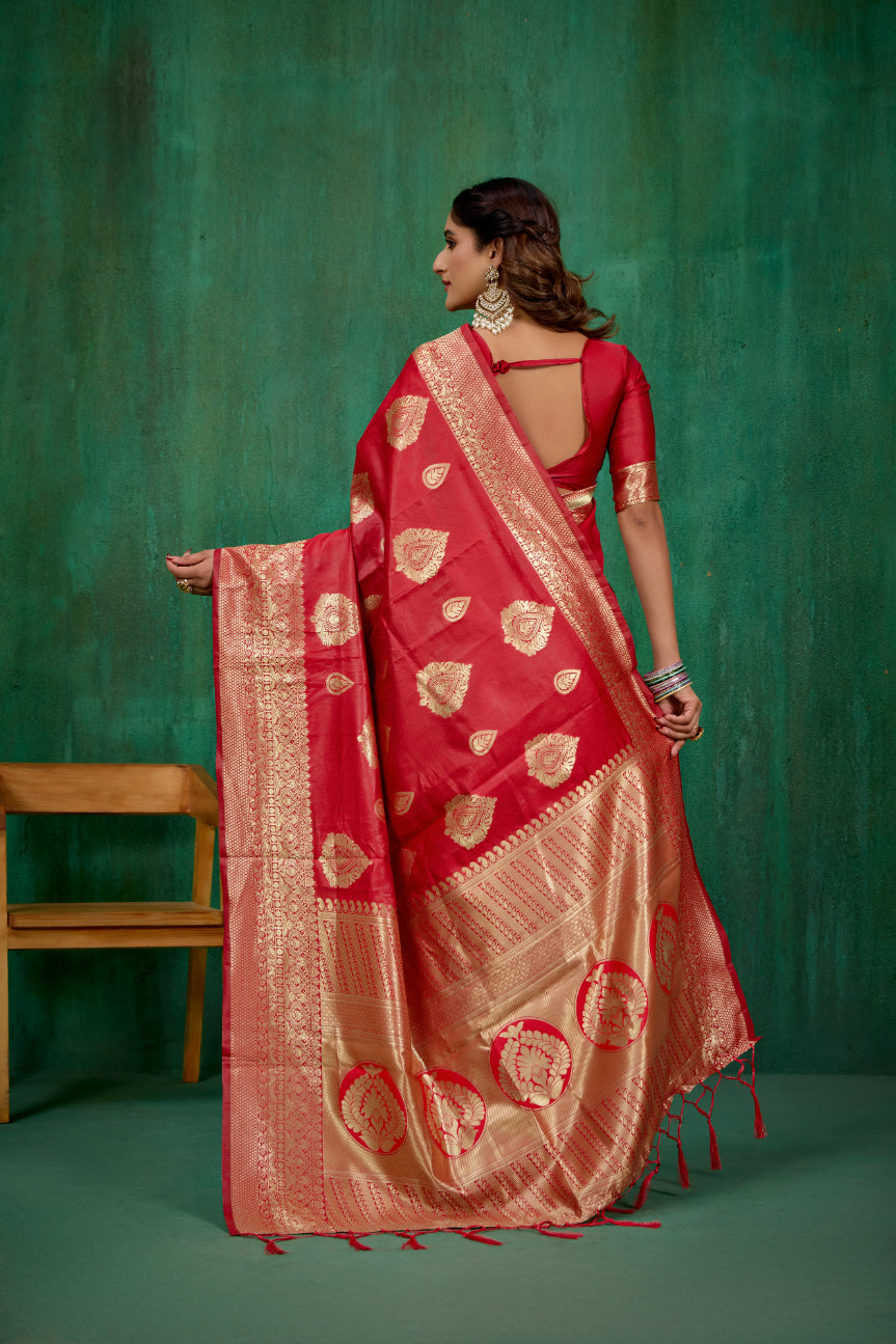 Red Banarasi Art Silk Woven Ready to Wear Saree