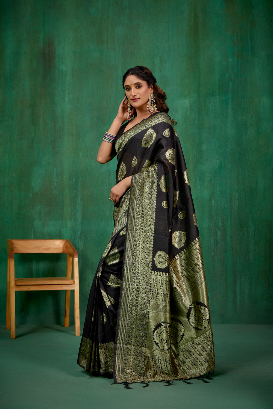 Black Banarasi Art Silk Woven Ready to Wear Saree