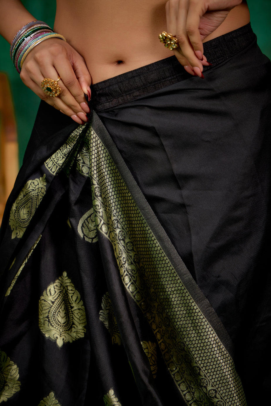 Black Banarasi Art Silk Woven Ready to Wear Saree