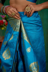 Teal Banarasi Art Silk Woven Ready to Wear Saree