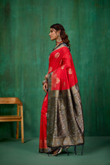 Red Banarasi Art Silk Woven Ready to Wear Saree