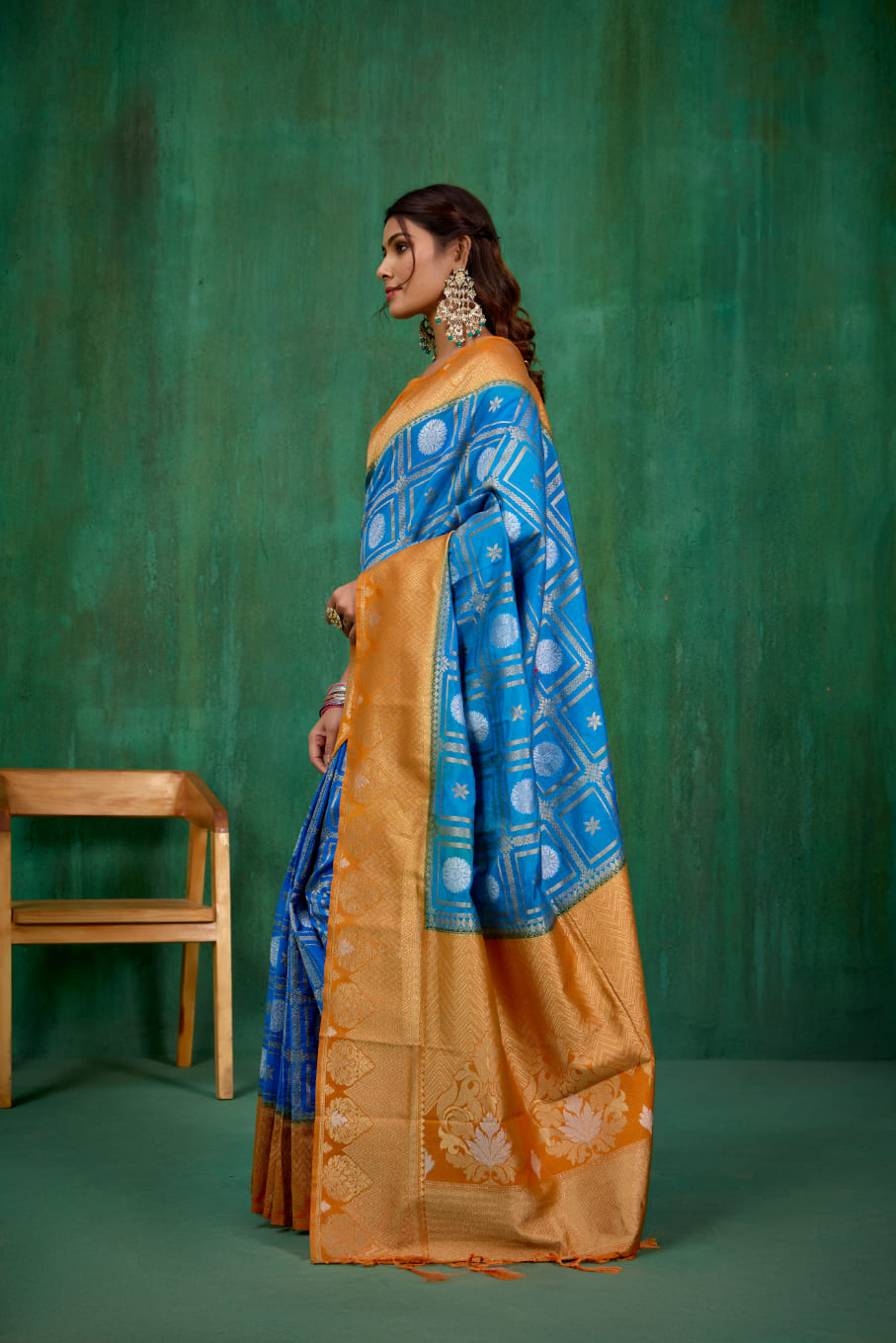 Blue Banarasi Art Silk Woven Ready to Wear Saree