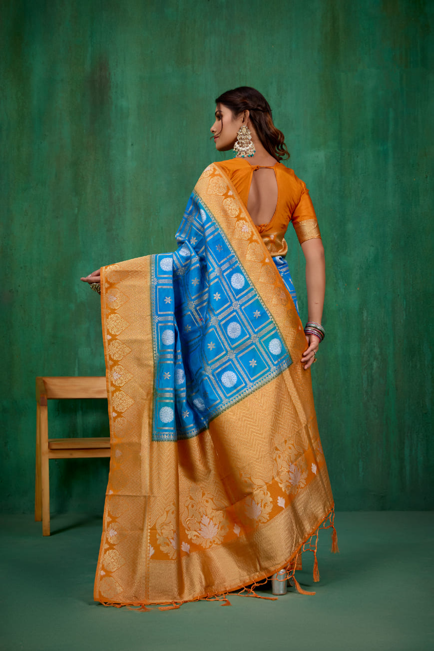 Blue Banarasi Art Silk Woven Ready to Wear Saree