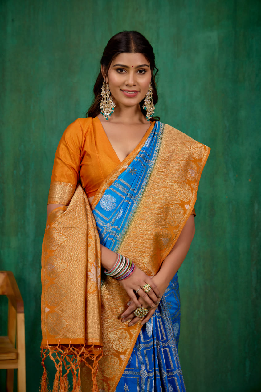 Blue Banarasi Art Silk Woven Ready to Wear Saree