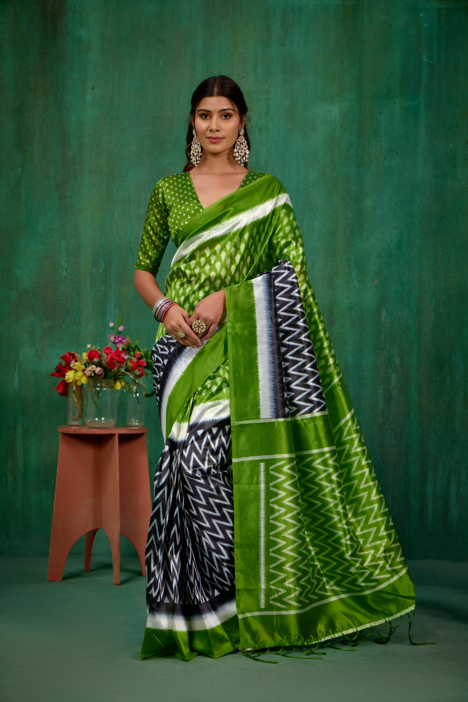 Black Mysore Art Silk Printed Ready to Wear Saree