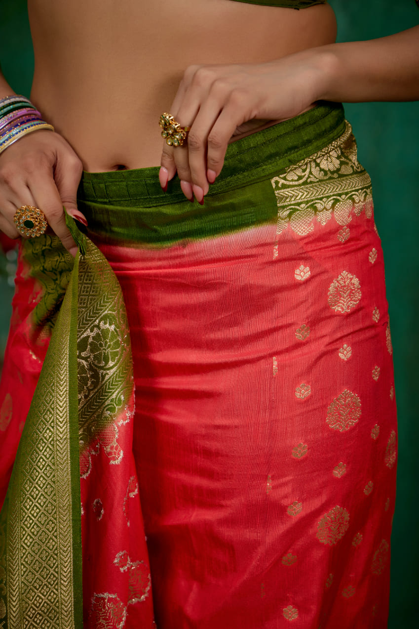 Red Banarasi Art Silk Woven Ready to Wear Saree