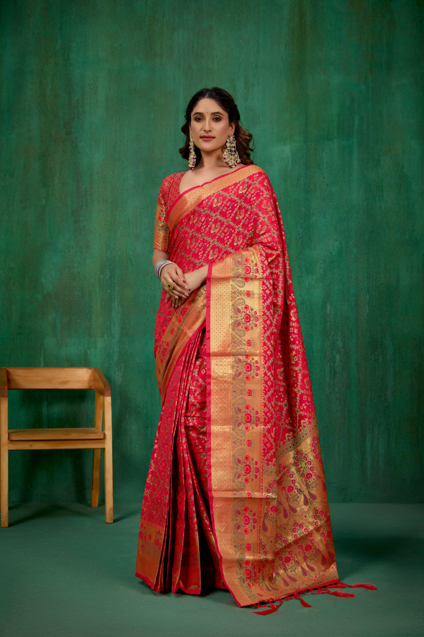 Red Banarasi Art Silk Woven Ready to Wear Saree