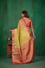 Yellow Organza Silk Woven Ready to Wear Saree