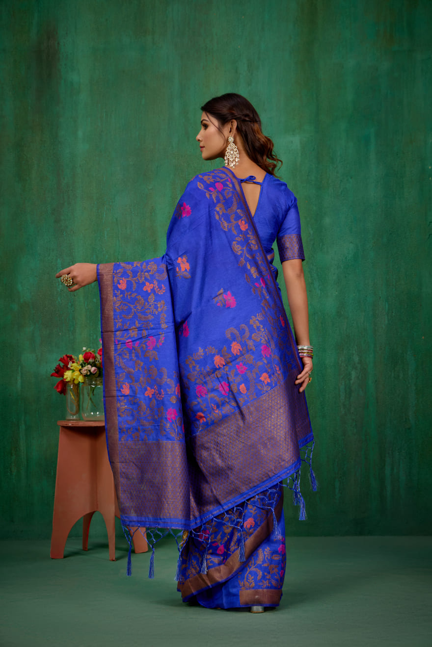 Blue Banarasi Art Silk Woven Ready to Wear Saree