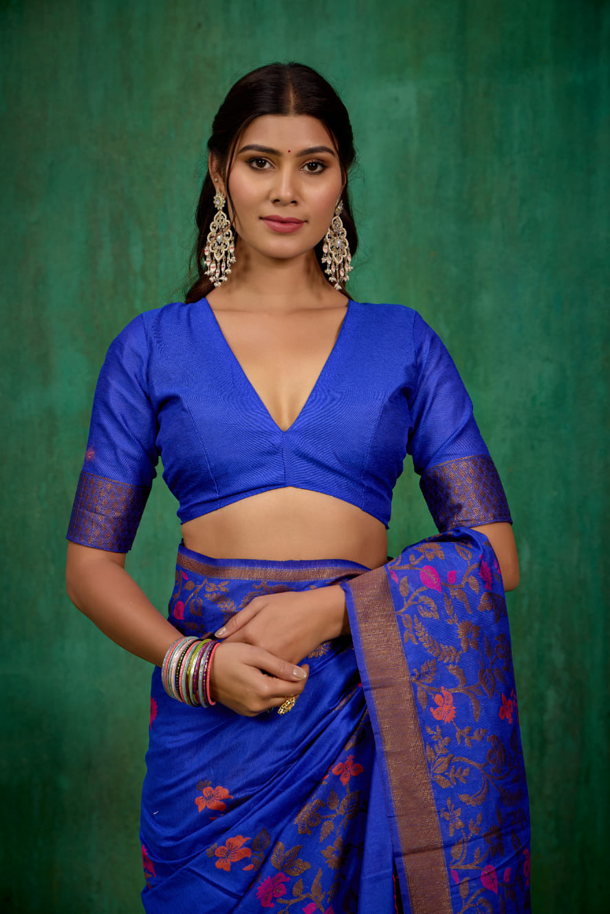 Blue Banarasi Art Silk Woven Ready to Wear Saree